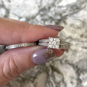10k White Gold Piercing Pagoda Ring Set